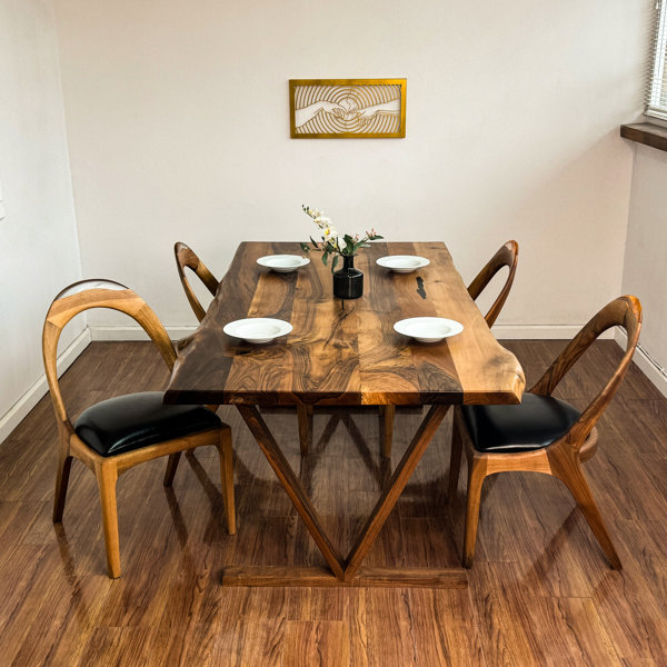 Loon Peak® Walnut Farmhouse Live Edge Dining Table | Wayfair